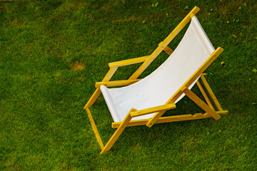 Deck chair in garden