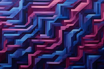 Cobalt and burgundy zigzag geometric shapes