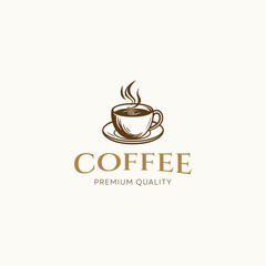 Cup of coffee and speech bubble logo template