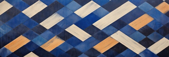 Cobalt and tan zigzag geometric shapes