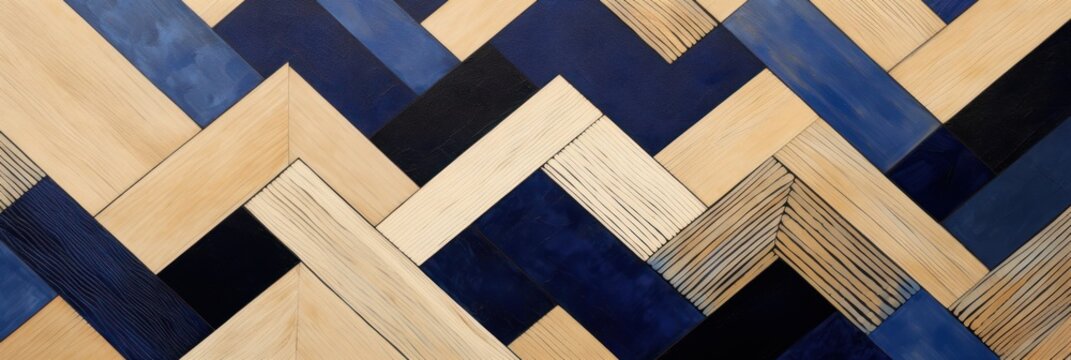 Cobalt and tan zigzag geometric shapes
