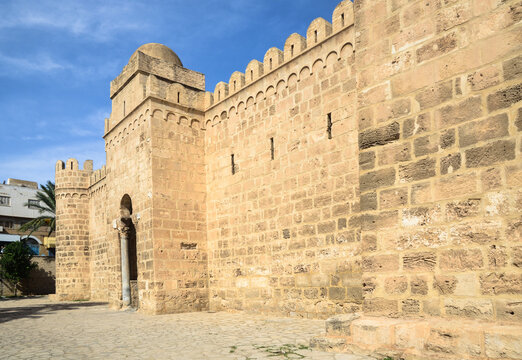The gate of Ribat fortress inside the medieval medina of Sousse, Tunisia.