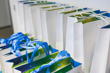 Corporate gifts and souvenirs presentation for company employees, gift bag package for conference...