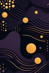 Colorful animated background, in the style of linear patterns and shapes, rounded shapes, dark gold and orchid, flat shapes