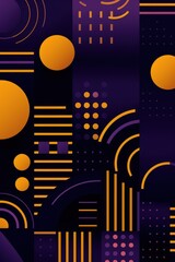 Colorful animated background, in the style of linear patterns and shapes, rounded shapes, dark gold and orchid, flat shapes