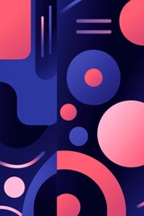 Colorful animated background, in the style of linear patterns and shapes, rounded shapes, dark grape and coral, flat shapes