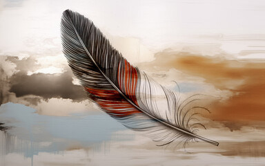 Abstract hand painted nostalgic feather oil painting art wallpaper