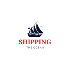 Ship logistics and ship express delivery company logo design template