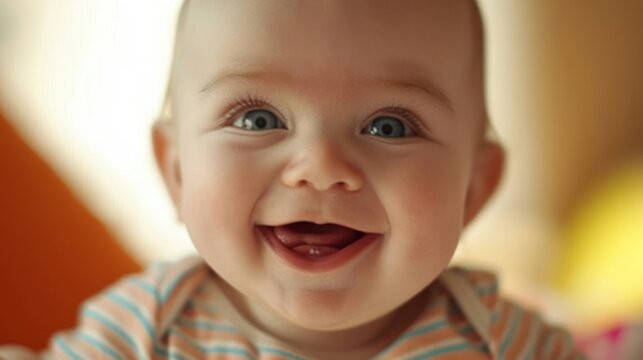 Close-Up Image of Baby With Smile Generative AI