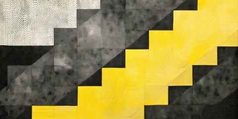 Lemon and charcoal zigzag geometric shapes