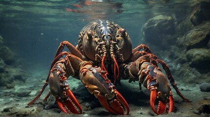 crayfish in aquarium - obrazy, fototapety, plakaty