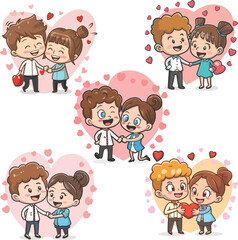 set of cartoon children