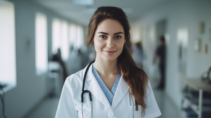 Medical Professional Young Caucasian Woman in Hospital