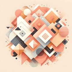 Peach Background with Squares, Circles and Triangles Abstract Texture for Business, Marketing, Design, Content Creators