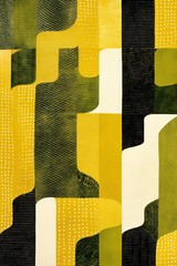 Mustard and olive zigzag geometric shapes