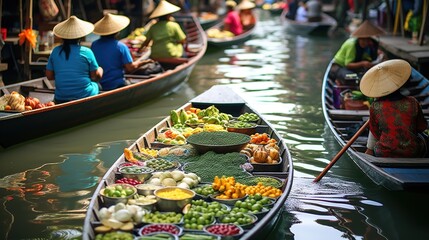 Obraz premium Floating market in Thailand