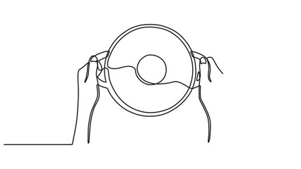 Continuous one line animation. Hand drawn animated motion graphic element of a chef's hand
holding a frying pan preparing food. Cooking action concept. 4k videos