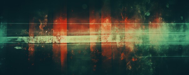 Old Film Overlay with light leaks, grain texture, vintage red and green background