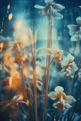 Fototapeta na wymiar Old Film Overlay with light leaks, grain texture, vintage orchid background