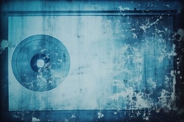Old Film Overlay with light leaks, grain texture, vintage sky blue background 