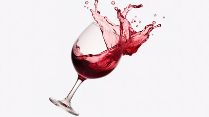 Red wine splash isolated on transparent or white background, png