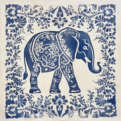 Fototapeta premium Block printed elephant