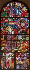 Meubelstickers BERN, SWITZERLAND - JUNY 27, 2022: The St. Nicholas of Flue on the stained glass in the church Dreifaltigkeitskirche by A. Schweri (1938). © Renáta Sedmáková