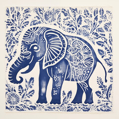 Block printed elephant