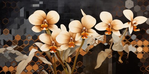 Orchid and bronze zigzag geometric shapes