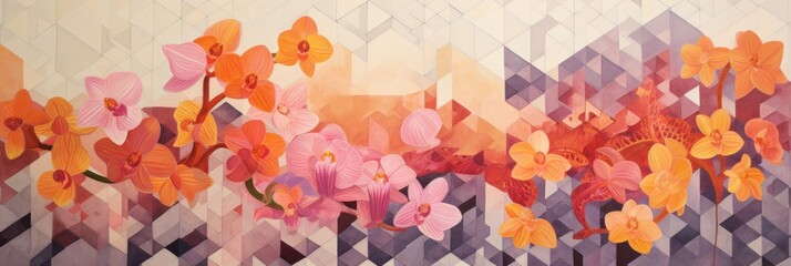 Orchid and tangerine zigzag geometric shapes