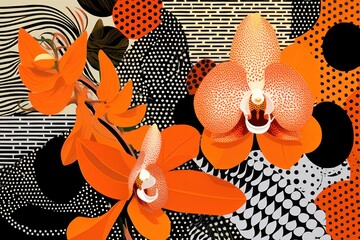 Orchid and tangerine zigzag geometric shapes