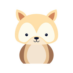 Cute fox animal sticker. Cute animal face cartoon vector illustration