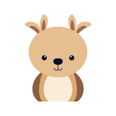 Cute deer animal sticker. Cute animal face cartoon vector illustration