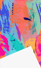 Abstract colorful paint strokes and splashes on white background. Artistic vibrant brush textures for creative design. Modern dynamic artwork for backdrop vector illustration.