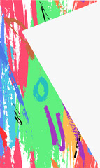 Colorful abstract paint splatter background with vibrant, chaotic brush strokes. Artistic and creative design for posters. Vector illustration