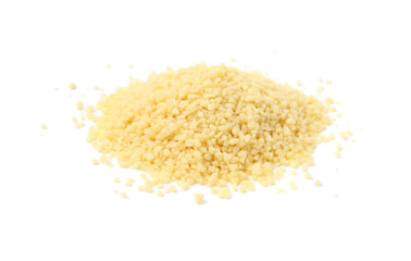 Pile of raw couscous isolated on white