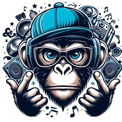 Monkey representing hip hop music.

