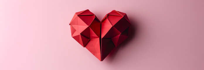 Red volumetric Torn paper heart made of paper, wrinkled, folded, sensitive heart, tender feelings on white background. copy space concept. - obrazy, fototapety, plakaty