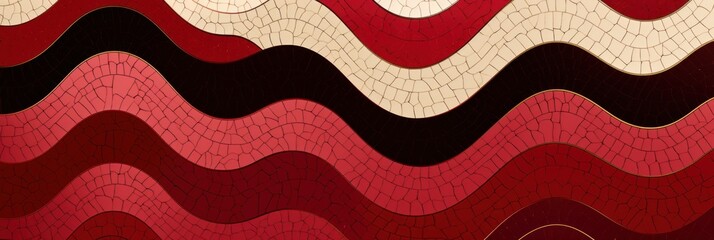 Ruby and khaki zigzag geometric shapes