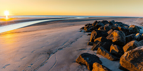 Dawn on The Jetty Rocks on Singleton Beach, Hilton Head, South Carolina, USA