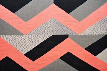 Salmon and charcoal zigzag geometric shapes
