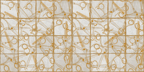 Seamless  Hairdresser Tool for Make Haircut vintage scissors barber tools pattern and blackground.