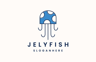 jelly fish logo vector icon illustration for animals