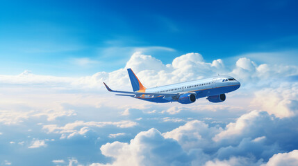 Obraz premium Sky Symphony: Vivid Color Clouds Dance Around a Commercial Airplane