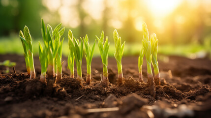 Daytime Growth: Witnessing the Radiance of Asparagus Seedlings in Soil