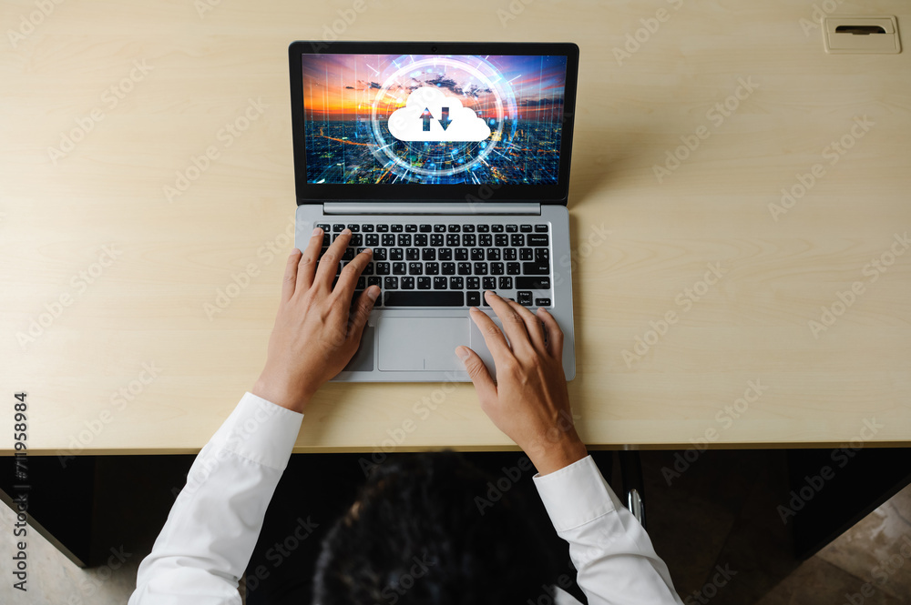 Poster cloud computing software for modish remote work and personal data storage