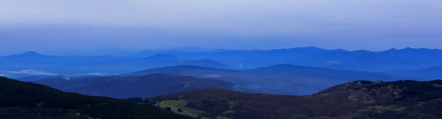 Panoramic Blue Mountains in Extremadura Spain