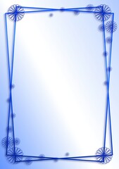 Obraz premium blue background with frame and flowers for text design, baby shower invitation