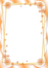 Orange frame with flowers design, paper cut abstract background