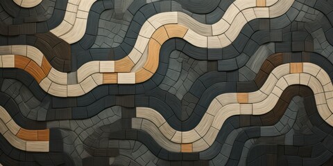 Slate and tan zigzag geometric shapes